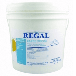 A white bucket of regal products