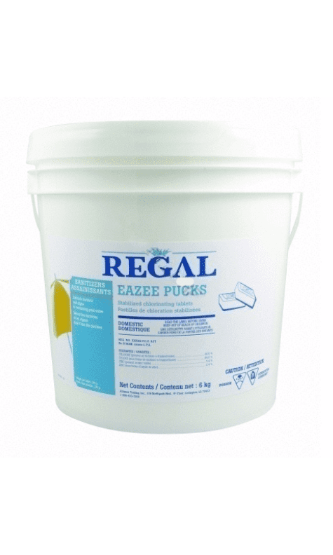 A white bucket of regal products