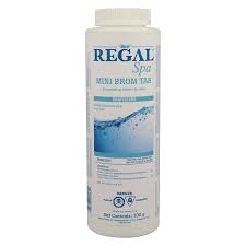 A bottle of regal spa water is shown.