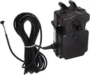 A black power cord is connected to the back of an electric device.