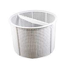 A white basket with many holes on it