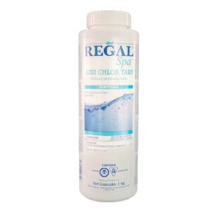 A bottle of regal spa water is shown.