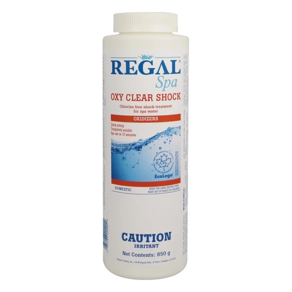 A bottle of regal spa dry clear shock