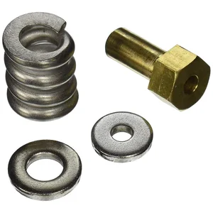 A set of metal parts that include washers, nuts and a nut.