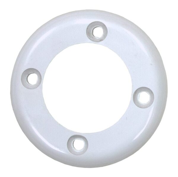 A white plastic ring with four holes.